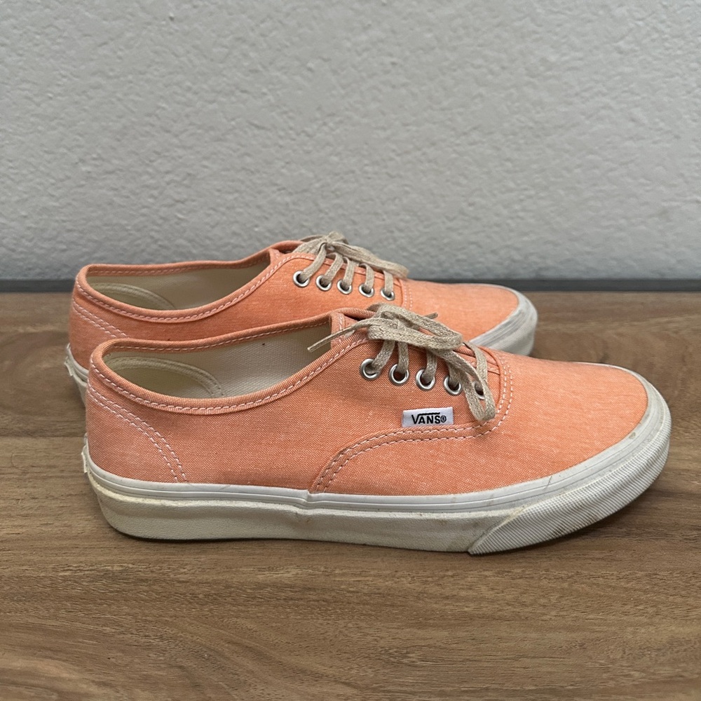 Vans Peach Canvas Lace-Up Sneakers Size US Women 7